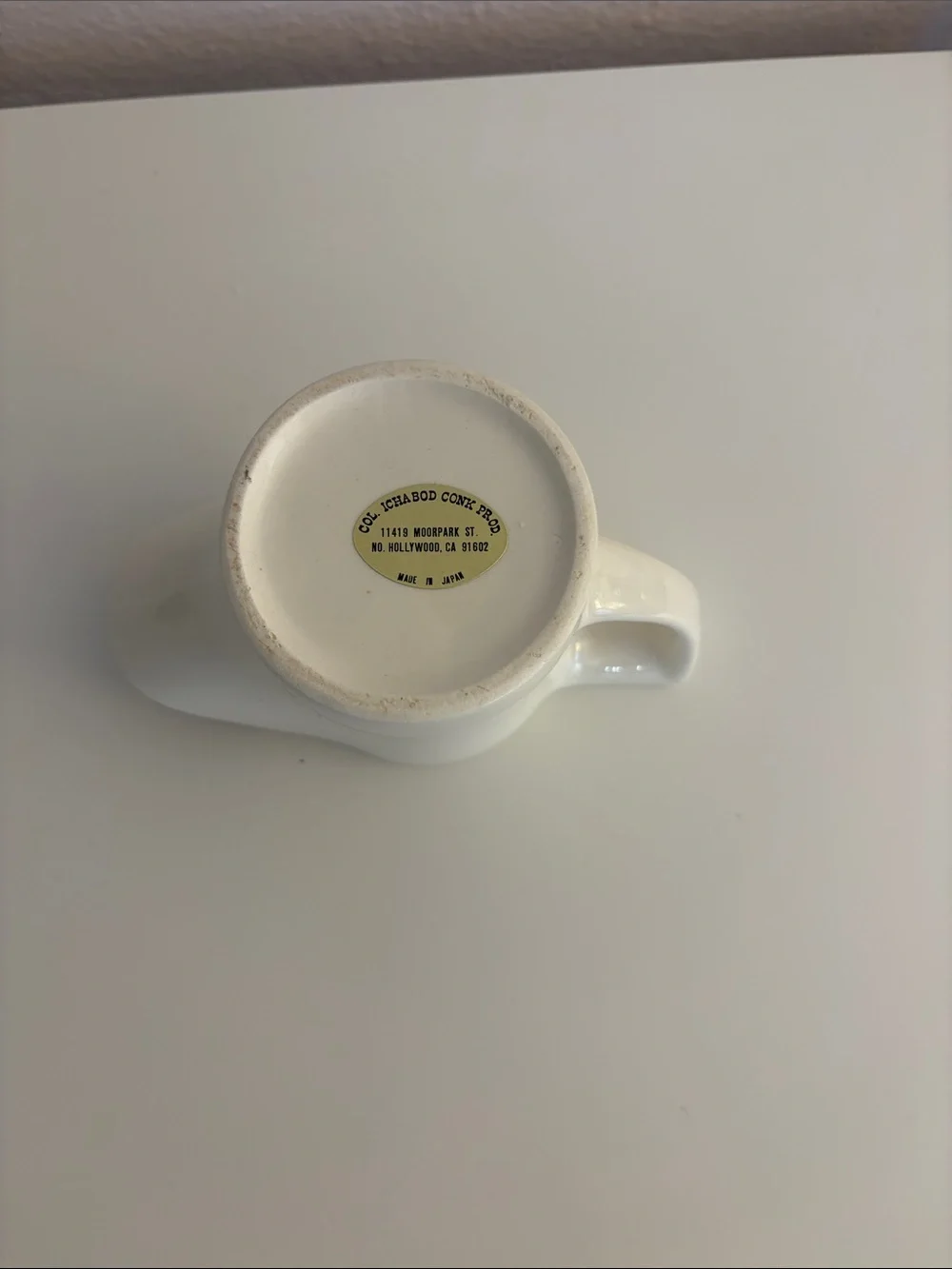 White Ceramic Shaving Mug - Brown Print